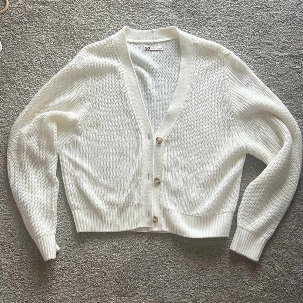 SO Cream Button-Up Cardigan Sweater